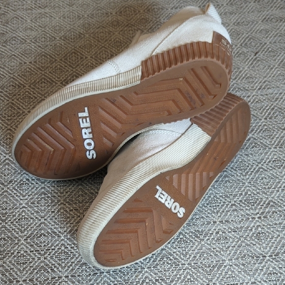 Sorel Out N About Slip-On Wedge Shoe Light - Cream Suede Heeled Ankle Bootie - Picture 8 of 8